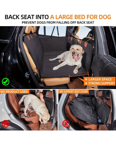 Hard Bottom Dog Car Seat Cover - Half Hammock Style, Backseat Extender, and Car Separator for Dogs, fits hatchbacks, sedans and SUVs