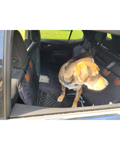 Hard Bottom Dog Car Seat Cover - Half Hammock Style, Backseat Extender, and Car Separator for Dogs, fits hatchbacks, sedans and SUVs